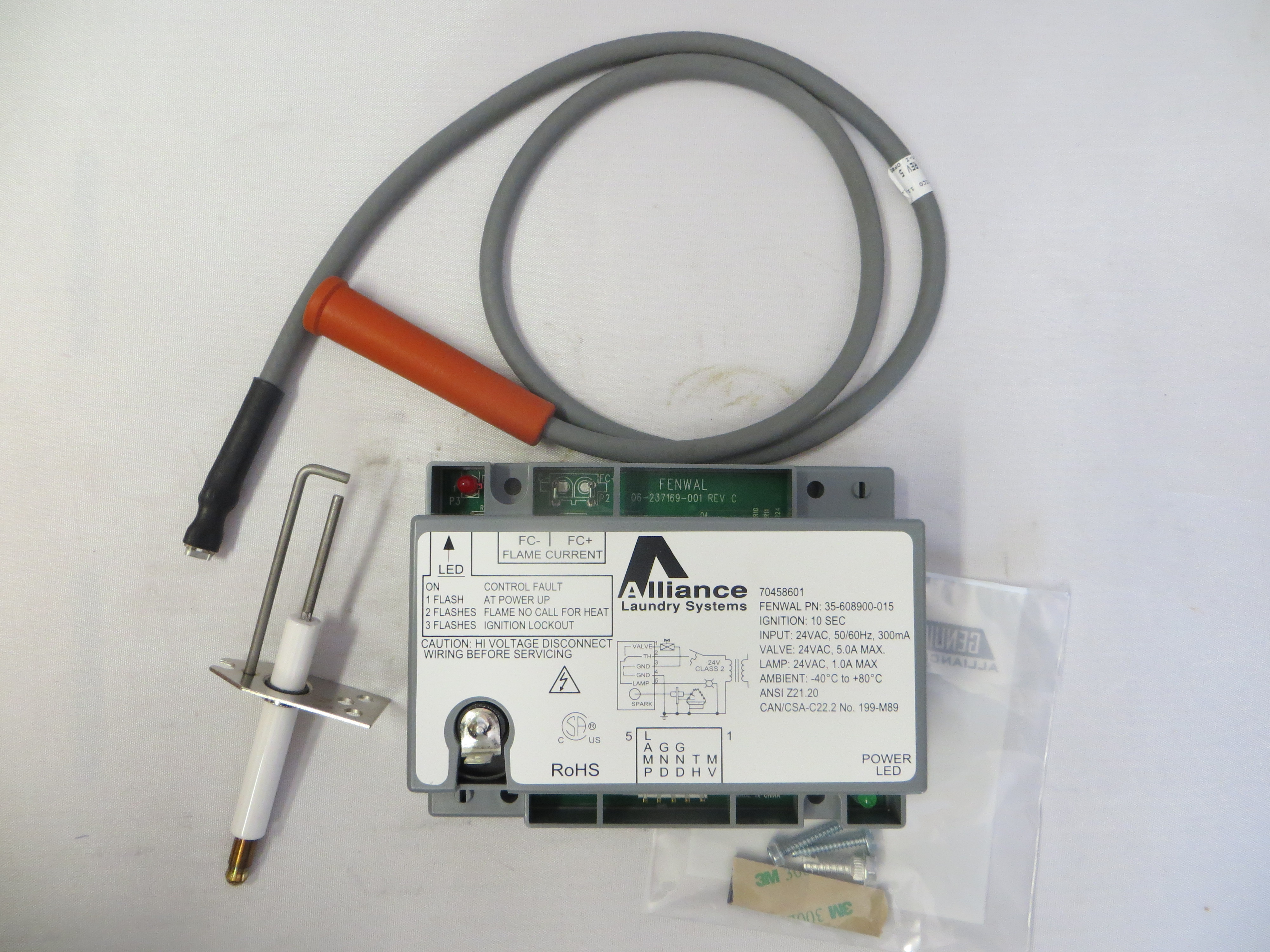 thumbnail image 2 of Alliance 44264601 Dryer Ignition Kit, Fenwal Domestic 50/75 ALL & 120/170. NEW 2 of 13